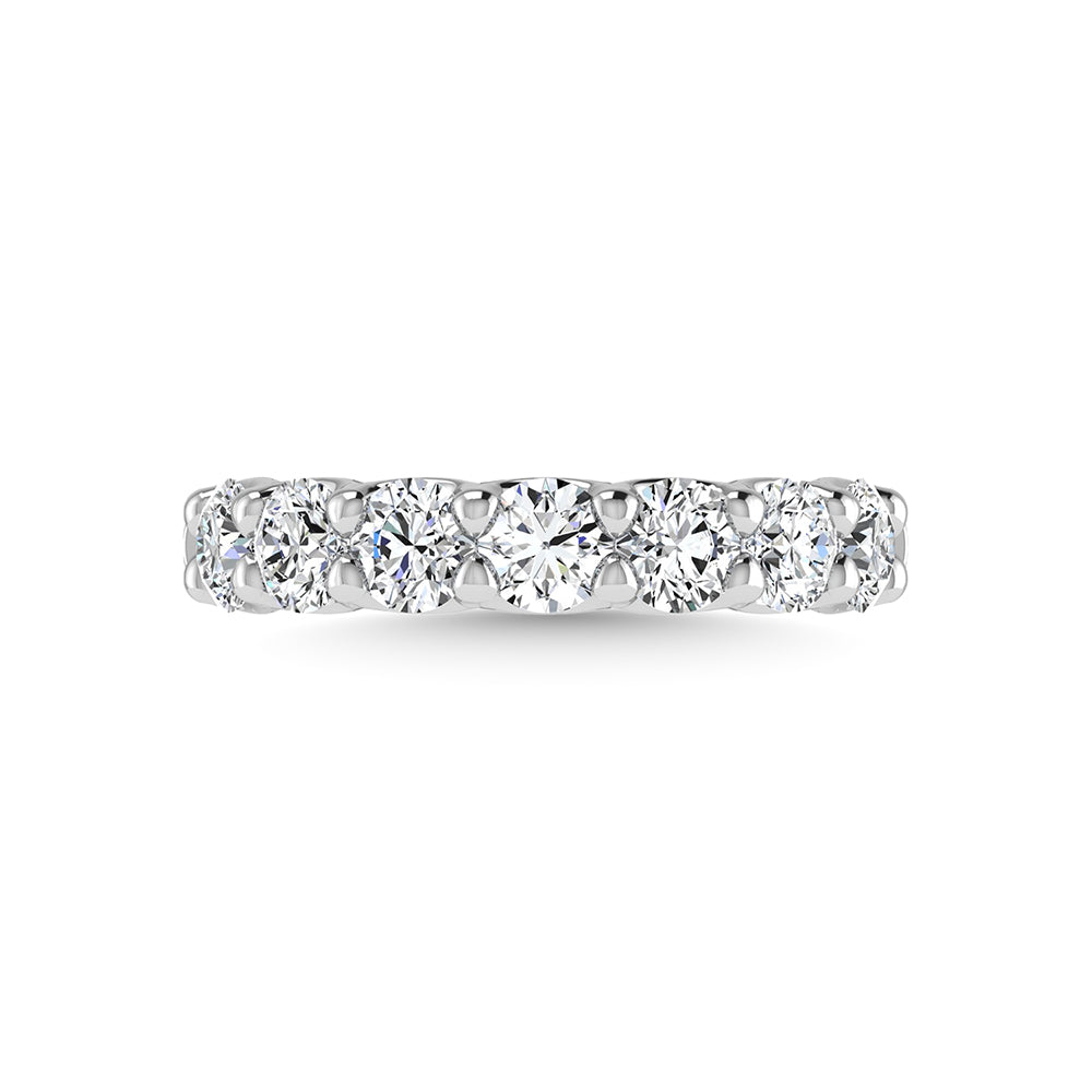 14K White Gold Diamond 5/8 Ct.Tw. Round Shape Half Way Wedding Band