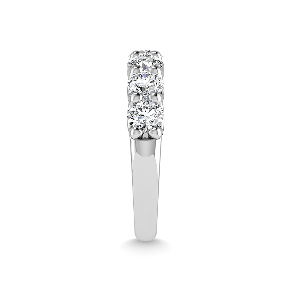 14K White Gold Diamond 5/8 Ct.Tw. Round Shape Half Way Wedding Band