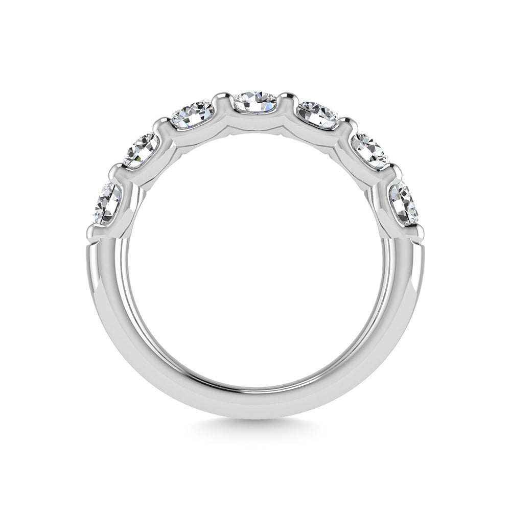 14K White Gold Diamond 5/8 Ct.Tw. Round Shape Half Way Wedding Band