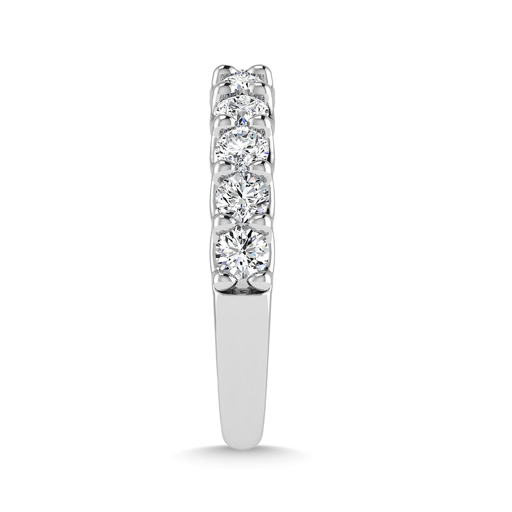 14K White Gold Lab Grown Diamond 1 1/3 Ct.Tw. Round Shape Half Way wedding Band (size 6.5)