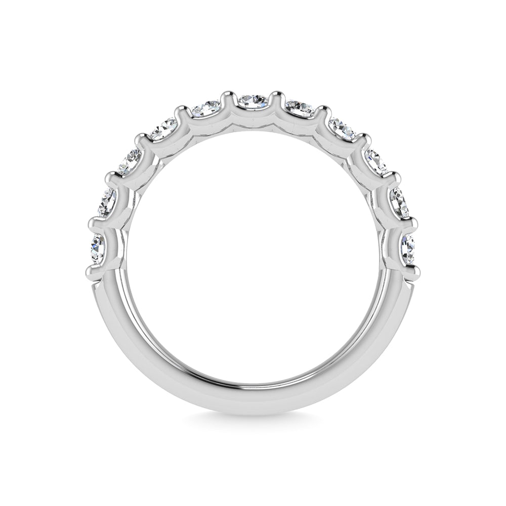 14K White Gold Lab Grown Diamond 1 1/3 Ct.Tw. Round Shape Half Way wedding Band (size 6.5)