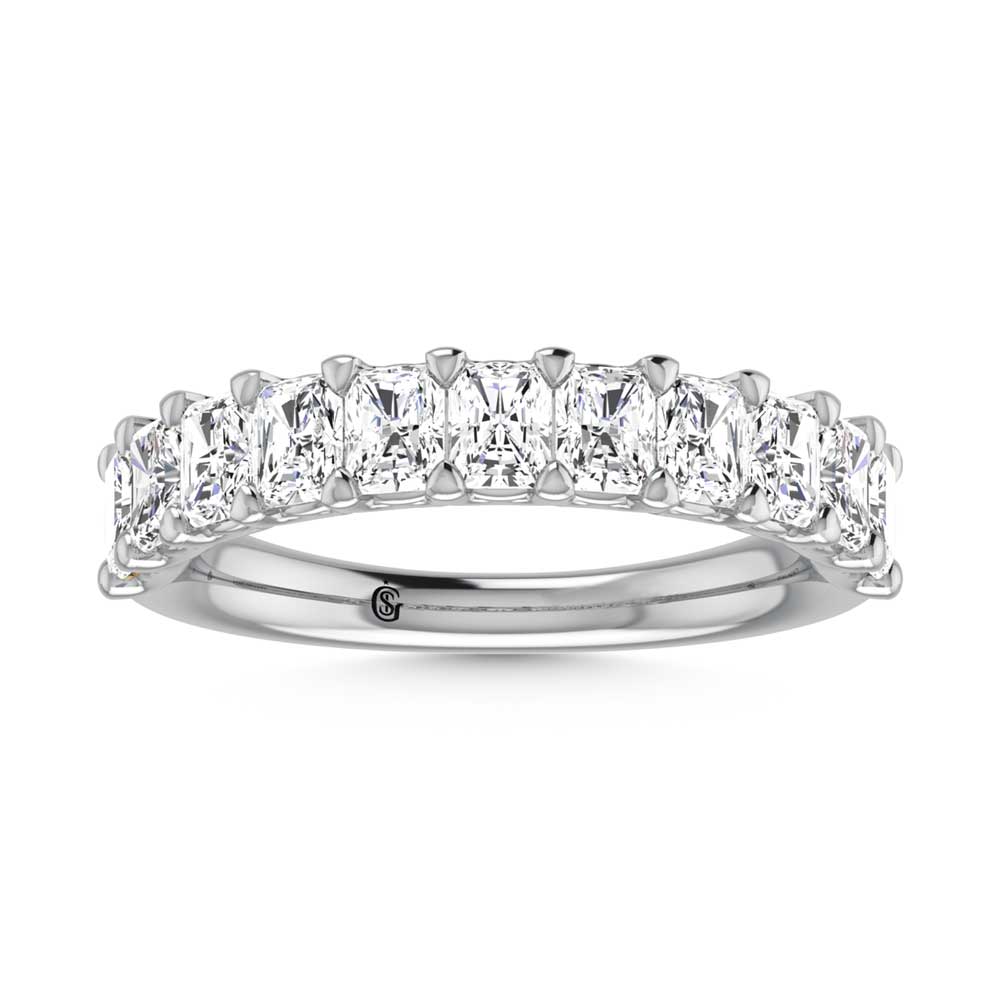 14K White Gold Diamond 3 1/2 Ct.Tw. Radiant Shape Half Way wedding Band (size 6.5)