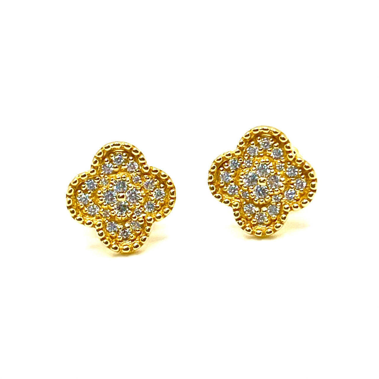 Pave Clover Stud Earrings