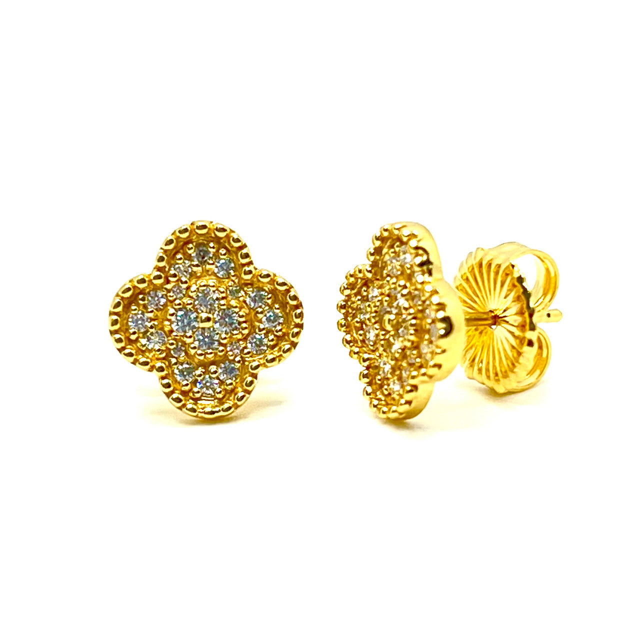 Pave Clover Stud Earrings