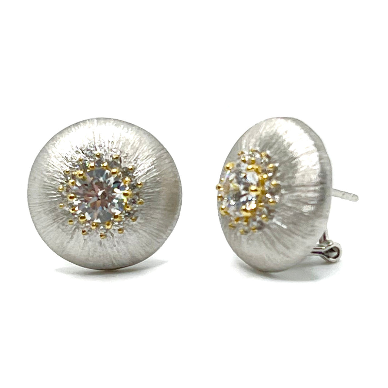 1ct Round Halo Button Earrings