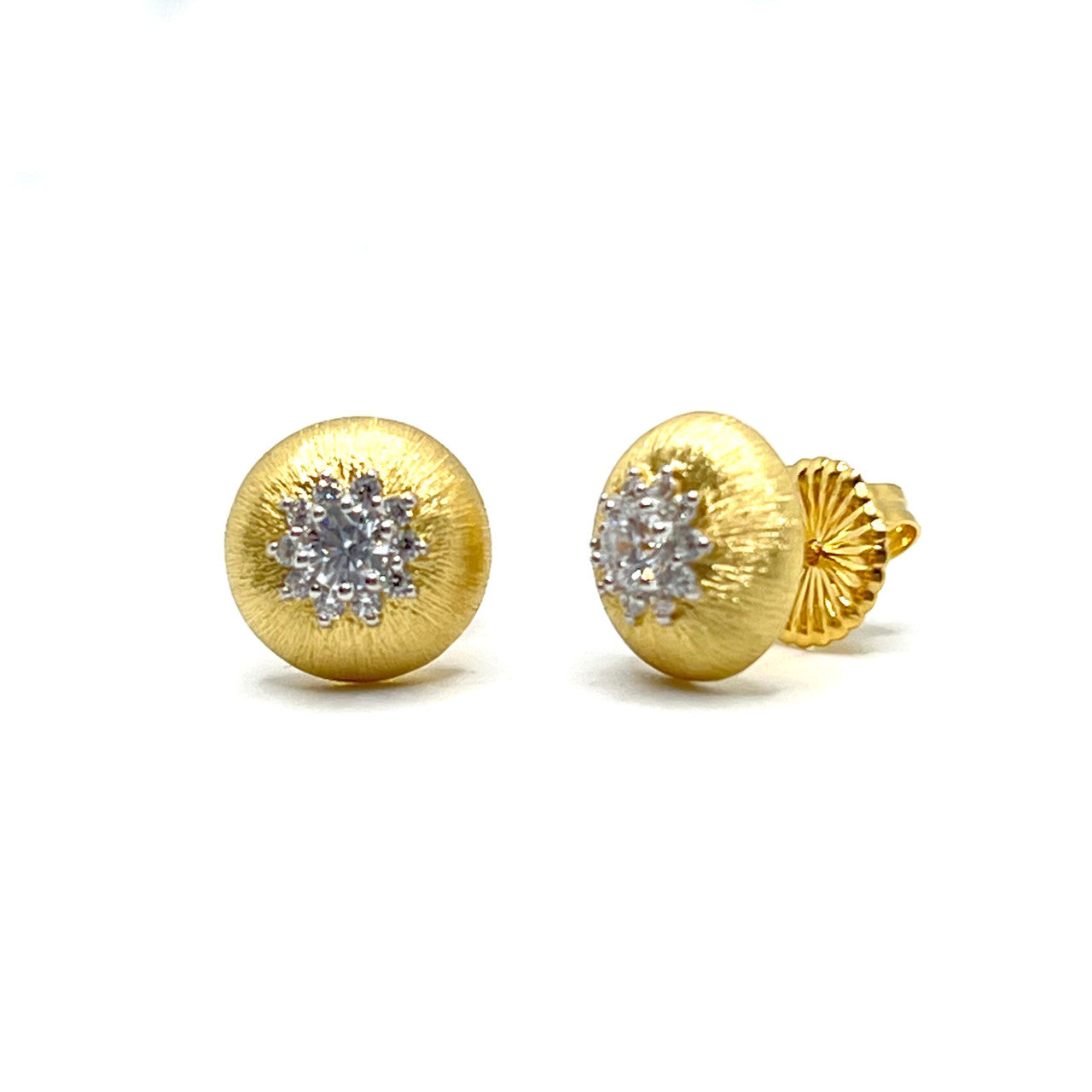 1ct Round Halo Button Earrings