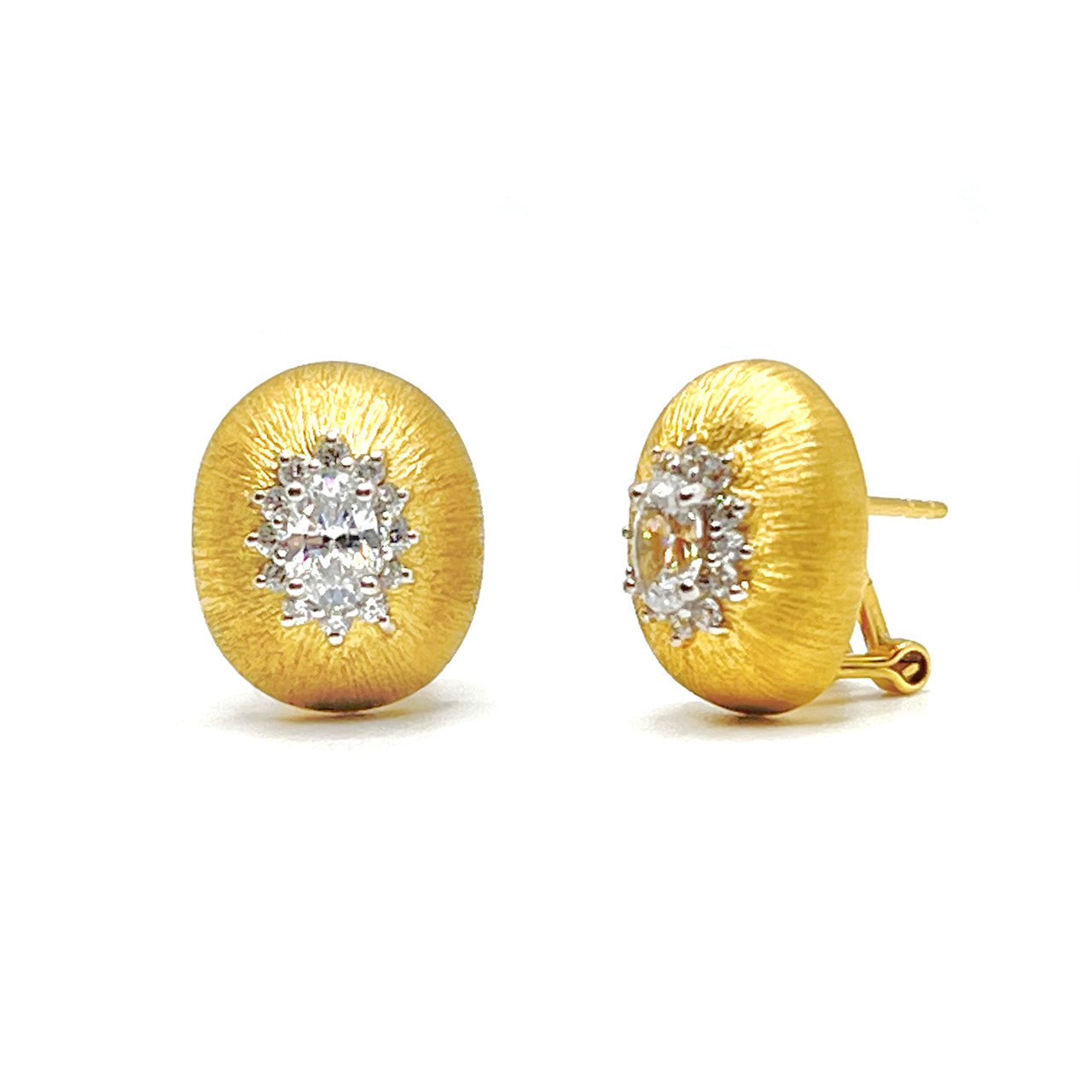 1ct Oval Halo Button Earrings