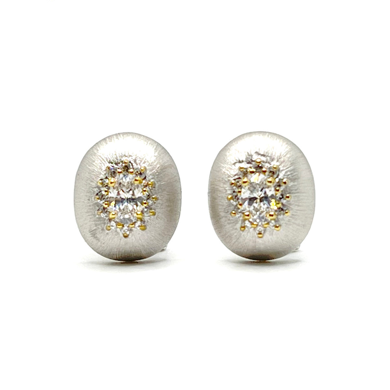 1ct Oval Halo Button Earrings