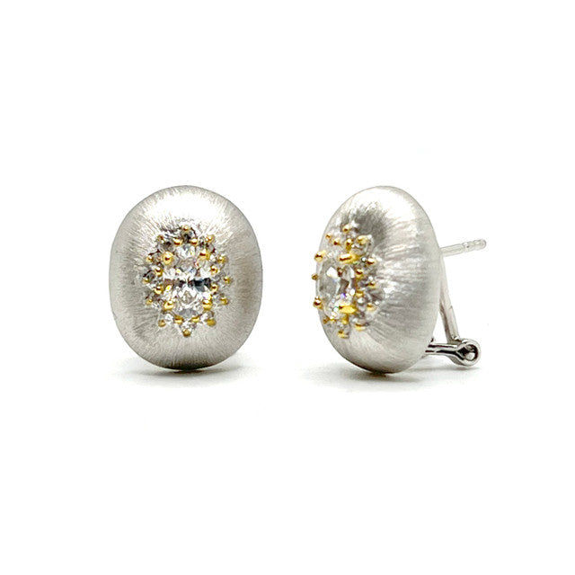 1ct Oval Halo Button Earrings