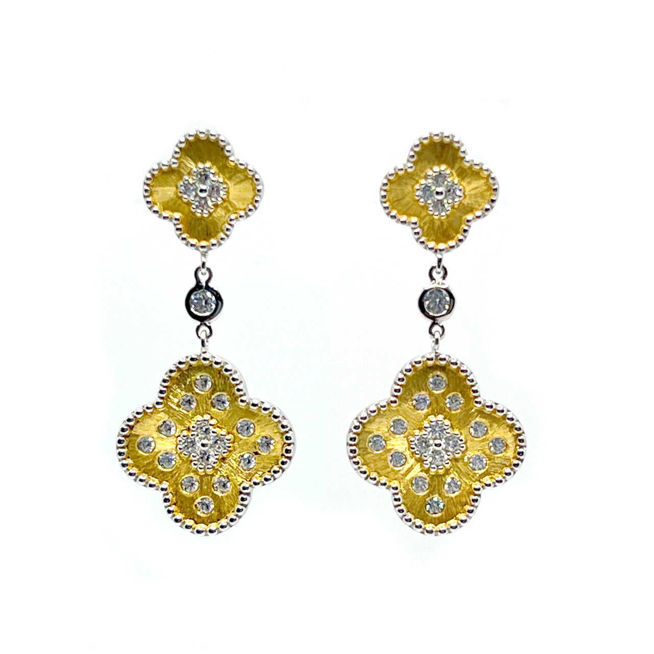 Double Clover Vermeil Drop Earrings