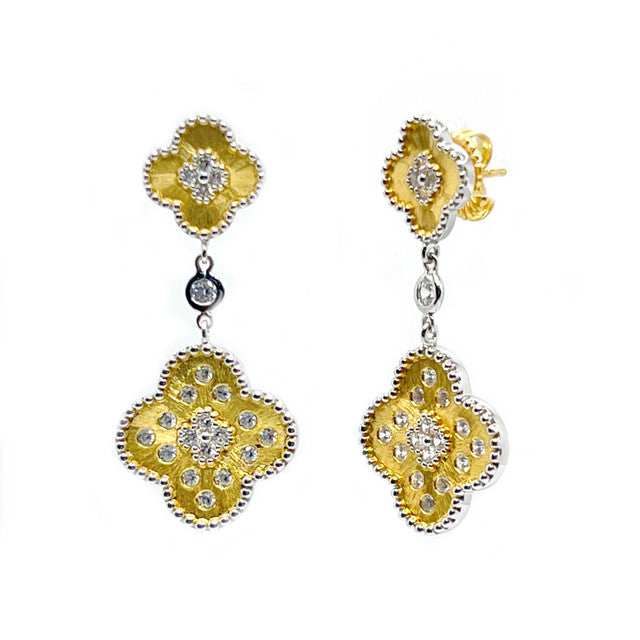 Double Clover Vermeil Drop Earrings