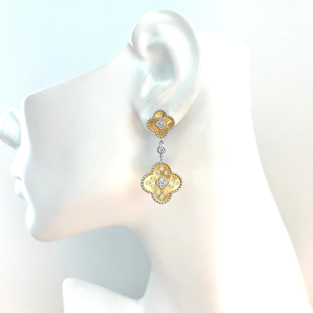 Double Clover Vermeil Drop Earrings