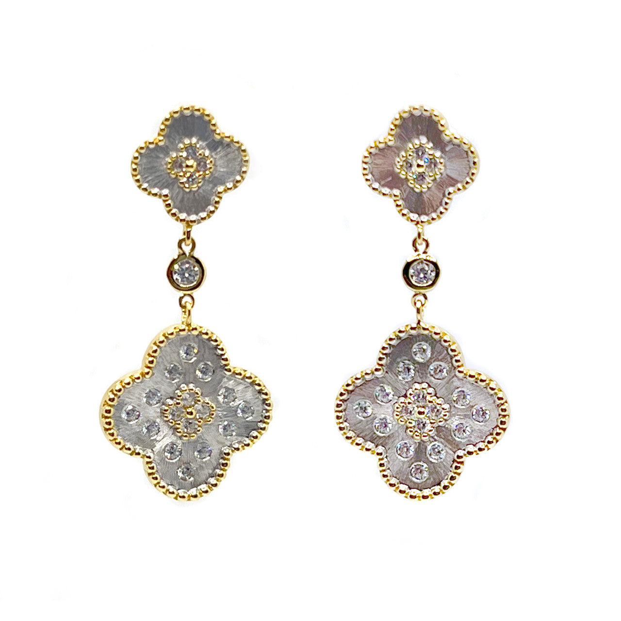 Double Clover Vermeil Drop Earrings