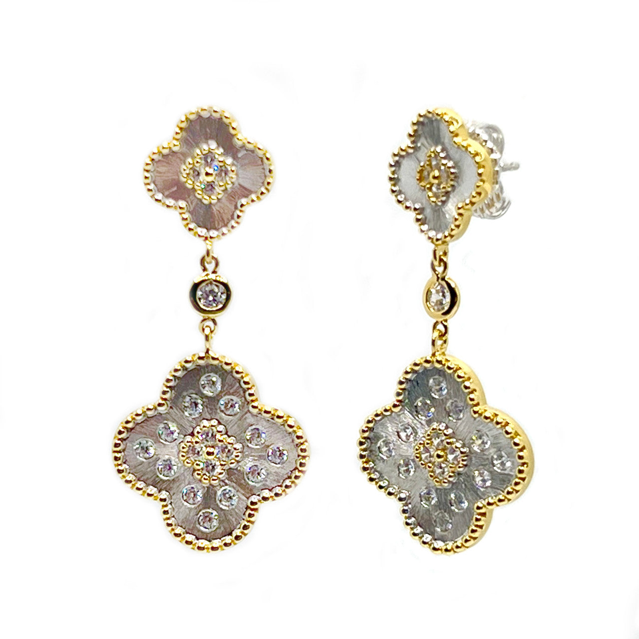 Double Clover Vermeil Drop Earrings