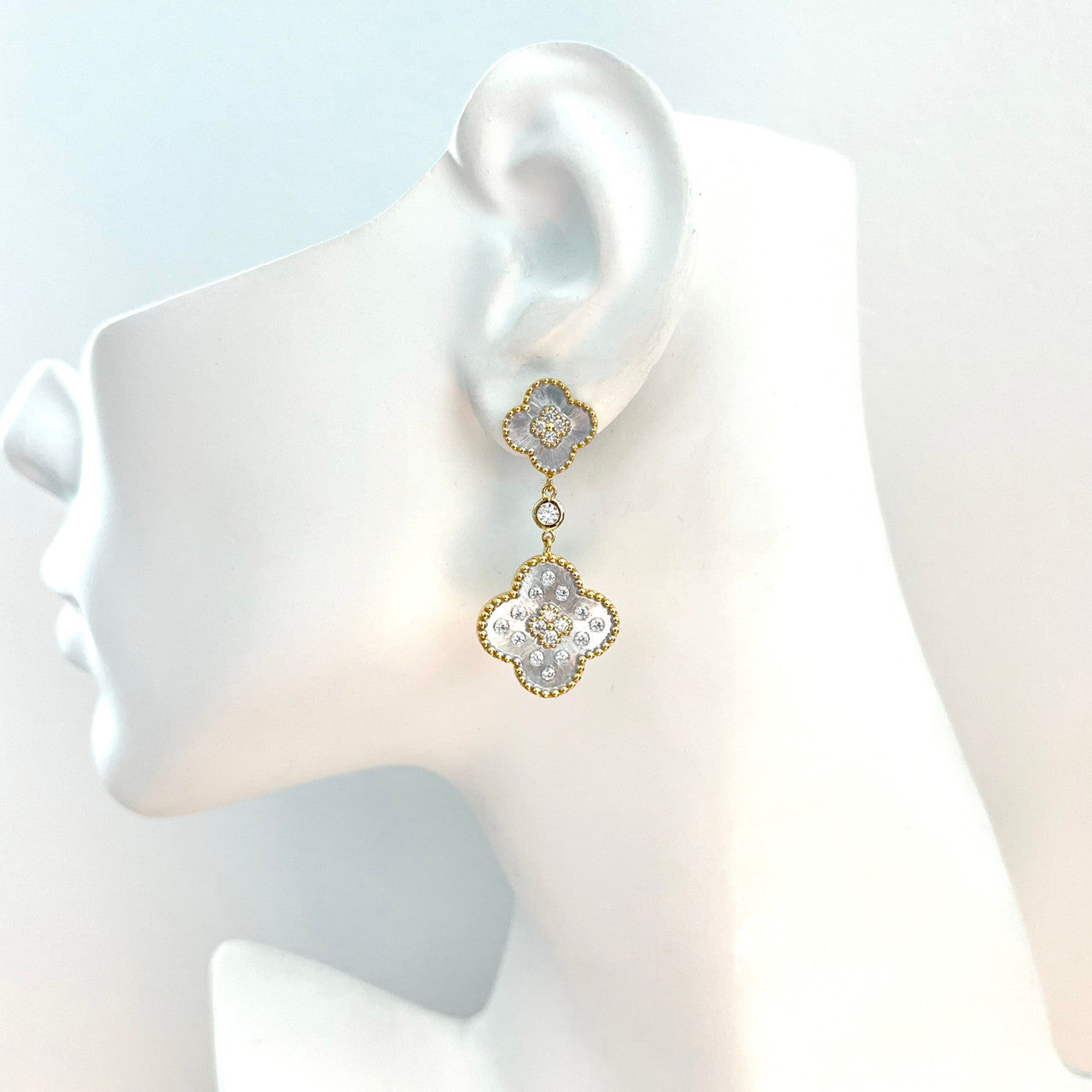 Double Clover Vermeil Drop Earrings