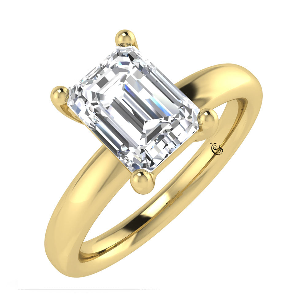 14K Yellow Gold Lab Grown Diamond 3 Ct.Tw. Emerald Shape Solitaire Ring
