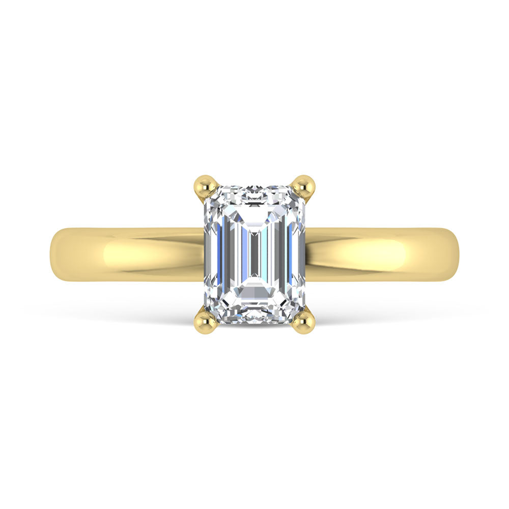 14K Yellow Gold Lab Grown Diamond 4 Ct.Tw. Emerald Shape Solitaire Ring