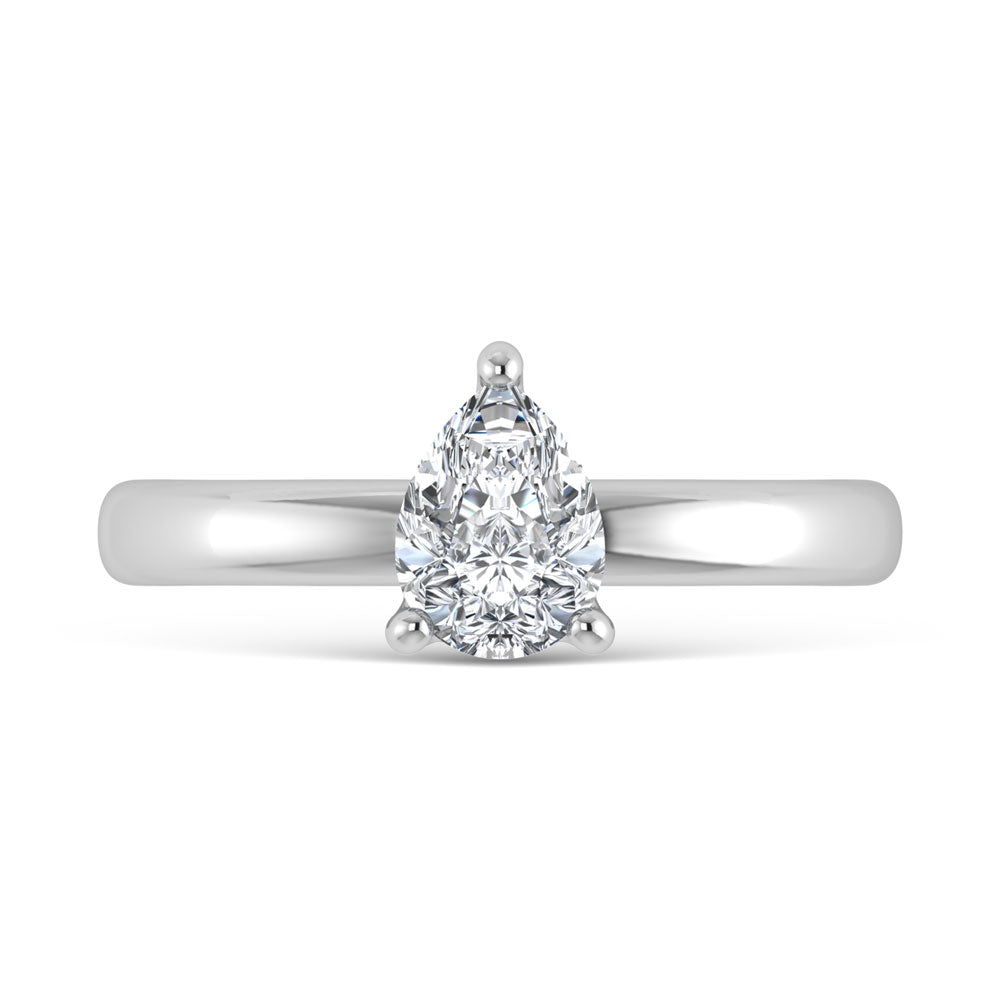 14K White Gold Lab Grown Diamond 4 Ct.Tw. Pear Shape Solitaire Ring
