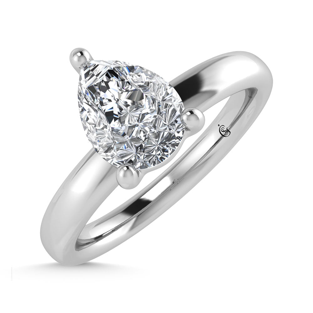 14K White Gold Lab Grown Diamond 4 Ct.Tw. Pear Shape Solitaire Ring