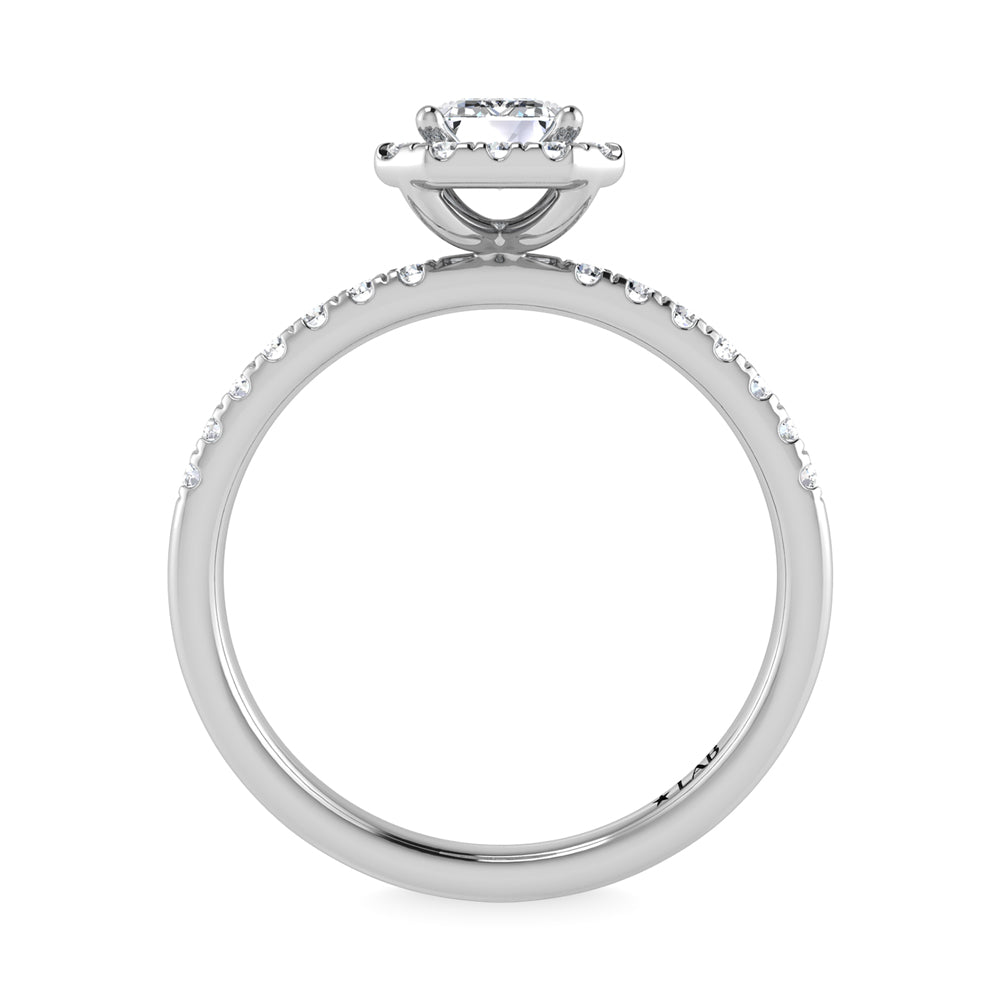 14K White Gold Lab Grown Diamond 1 1/4 Ct.Tw. Shank Emerald Shape Halo Engagement Ring