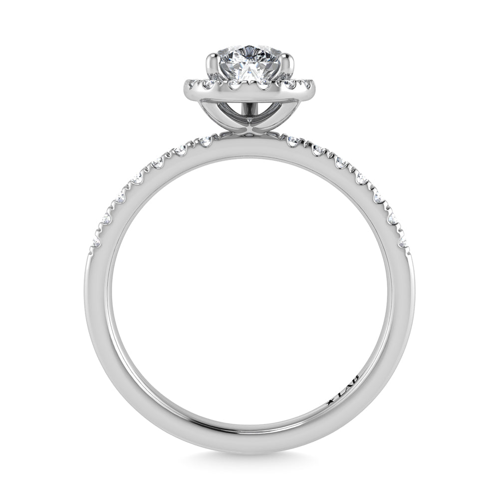 14K White Gold Lab Grown Diamond 3 1/3 Ct.Tw. Shank Pear Shape Halo Engagement Ring