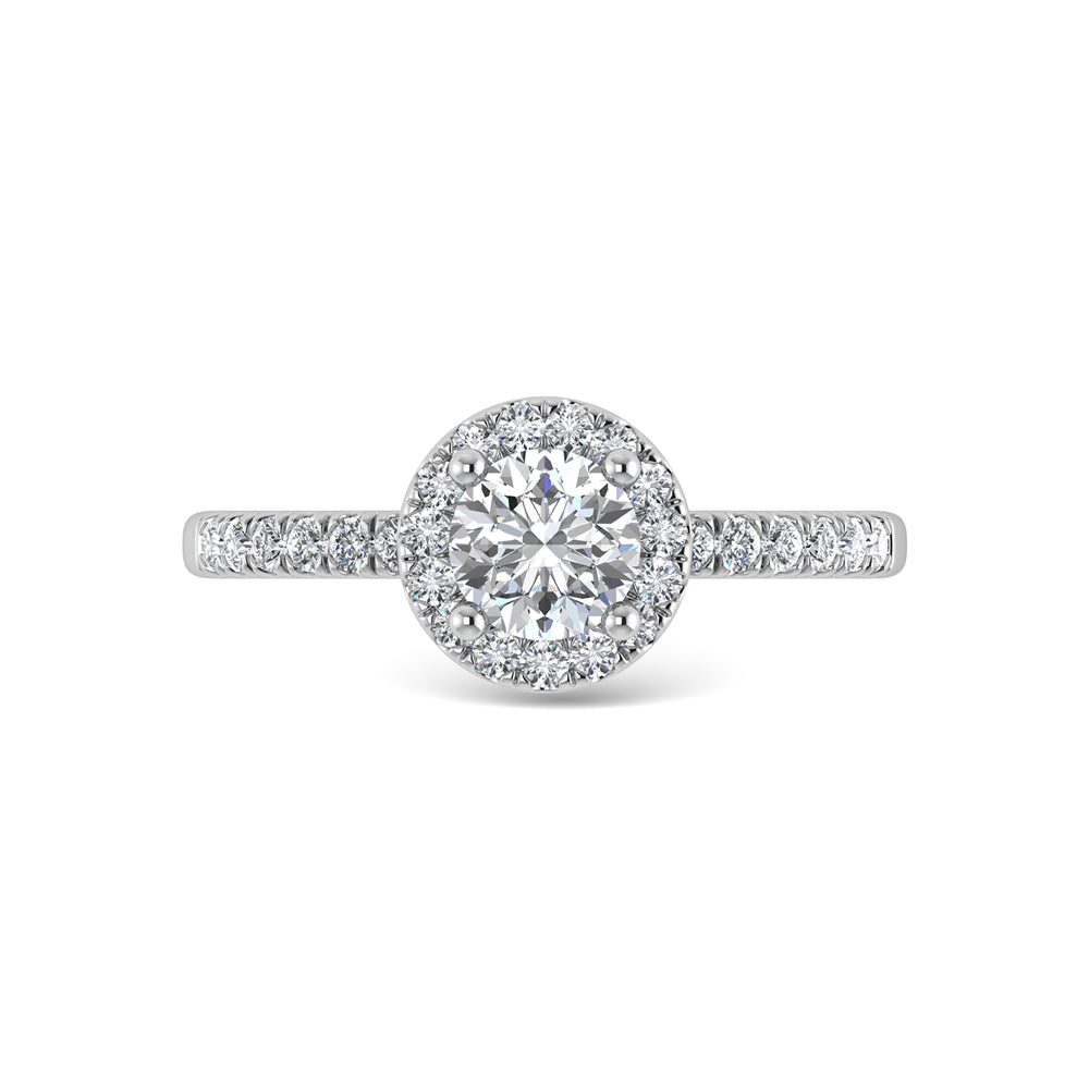 14K White Gold Lab Grown Diamond 1 3/4 Ct.Tw. Shank Round Shape Halo Engagement Ring