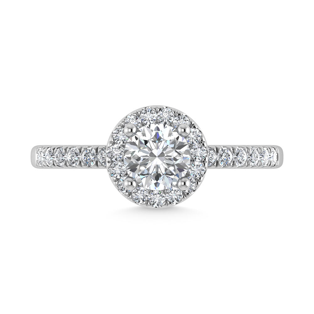 14K White Gold Lab Grown Diamond 4 1/3 Ct.Tw. Shank Round Shape Halo Engagement Ring