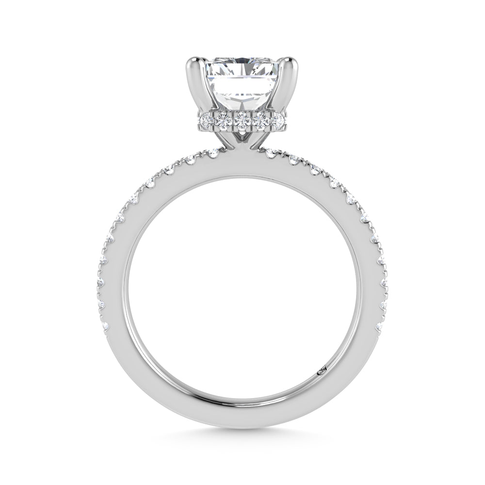 14K White Gold Lab Grown Diamond 4 1/2 Ct.Tw. Hidden Halo Engagement Ring (Center Radiant)