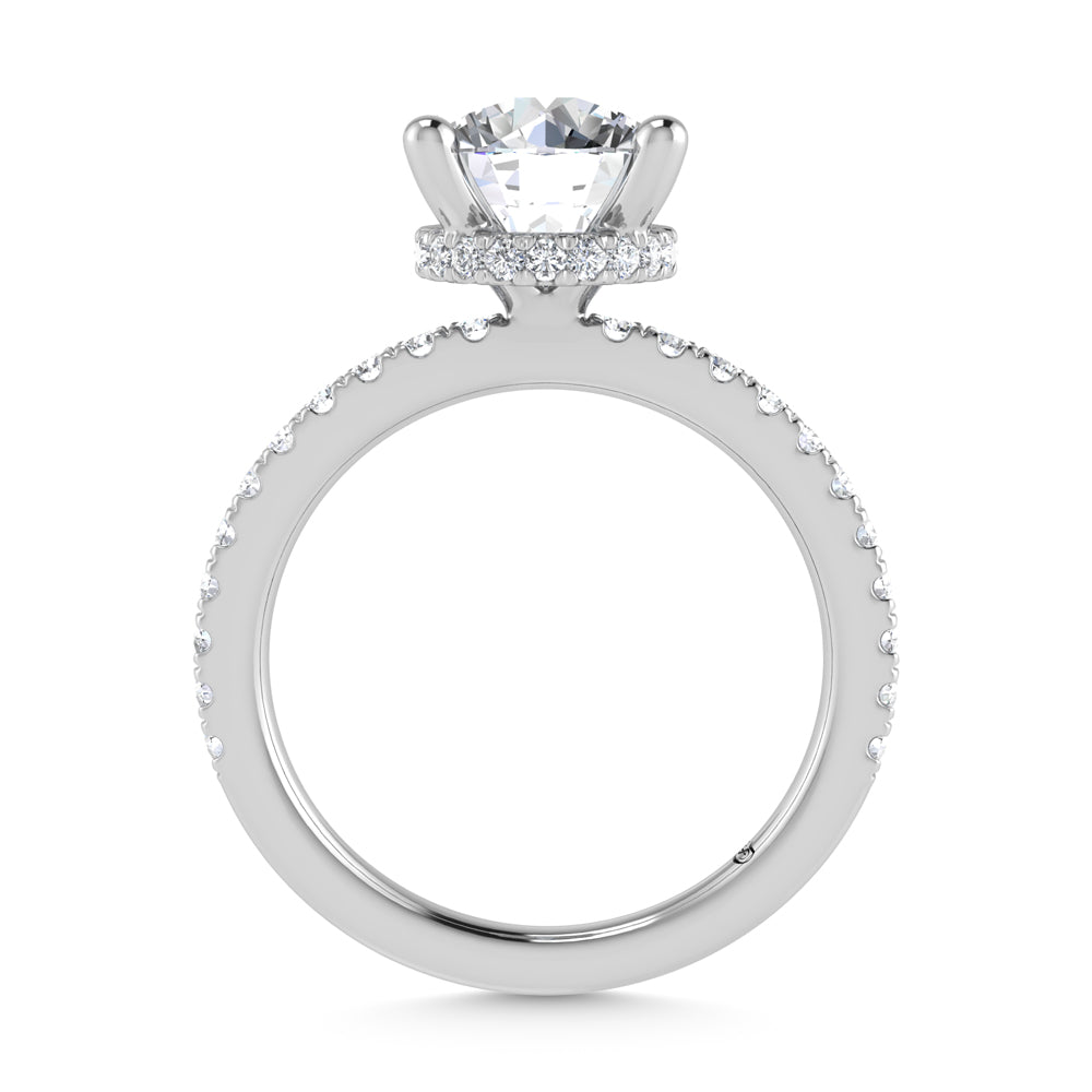 14K White Gold Lab Grown Diamond 3 1/2 Ct.Tw. Round Shape Halo Engagement Ring (Center 3 ct)