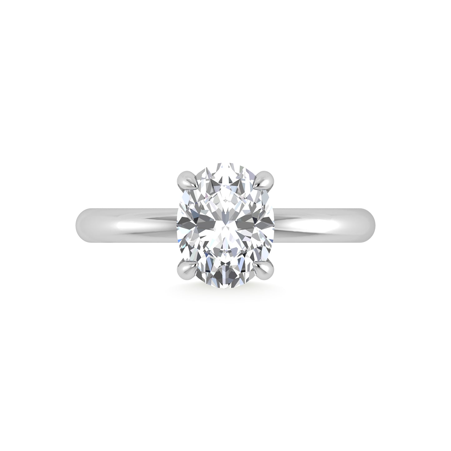 14K White Gold Lab Grown Diamond 2 1/20 Ct.Tw. Oval Shape Certified Engagement Ring (Center 2ct)