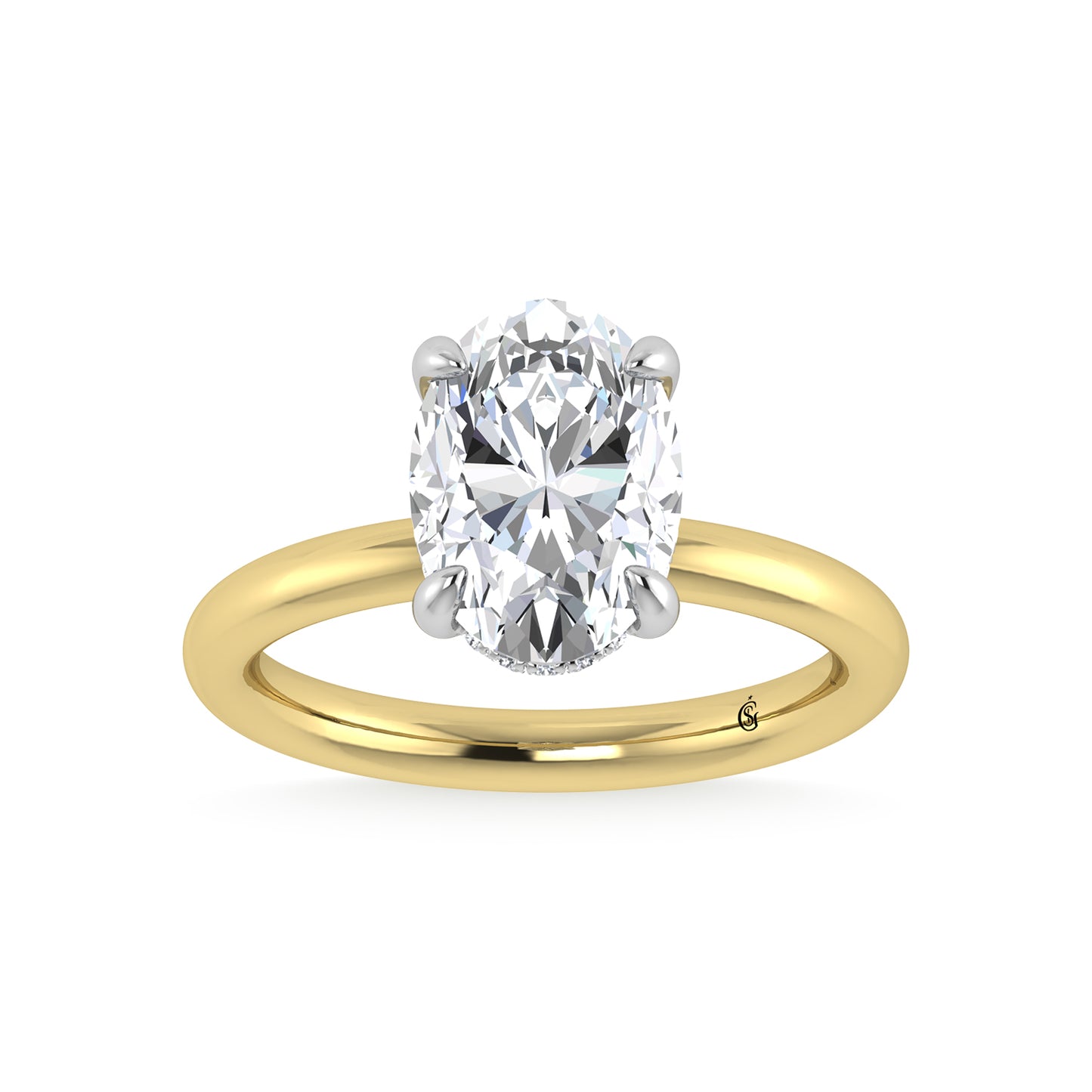 14K White Gold Lab Grown Diamond 3 1/20 Ct.Tw. Oval Shape Certified Engagement Ring (Center 3ct)
