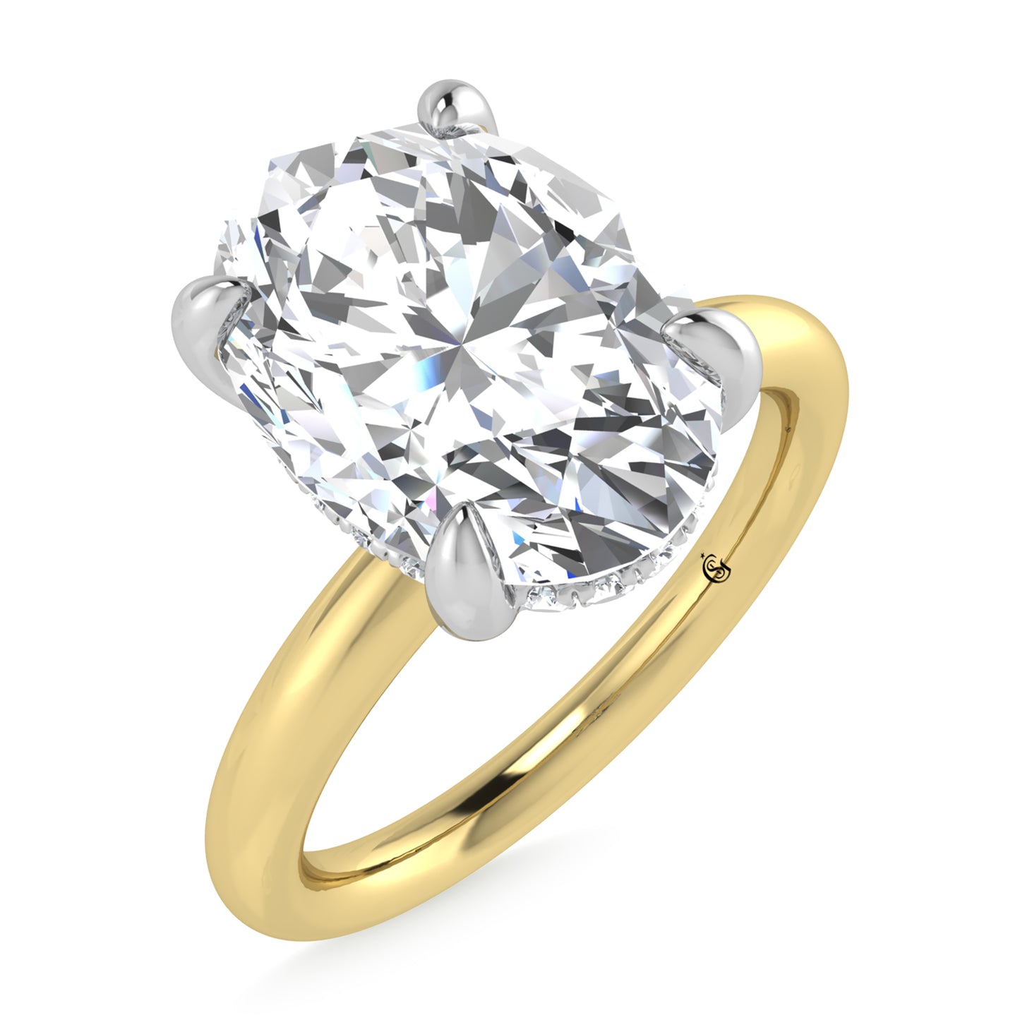 14K White Gold Lab Grown Diamond 3 1/20 Ct.Tw. Oval Shape Certified Engagement Ring (Center 3ct)