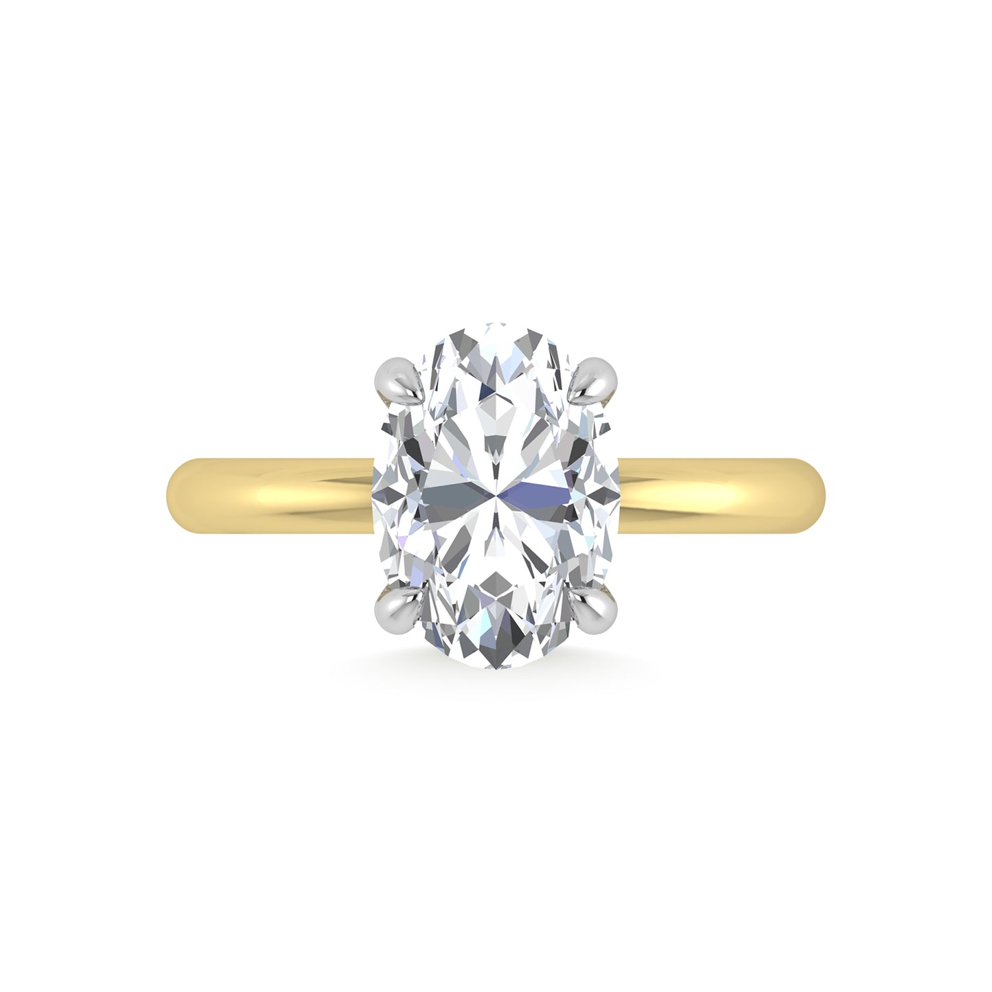 14K White Gold Lab Grown Diamond 3 1/20 Ct.Tw. Oval Shape Certified Engagement Ring (Center 3ct)