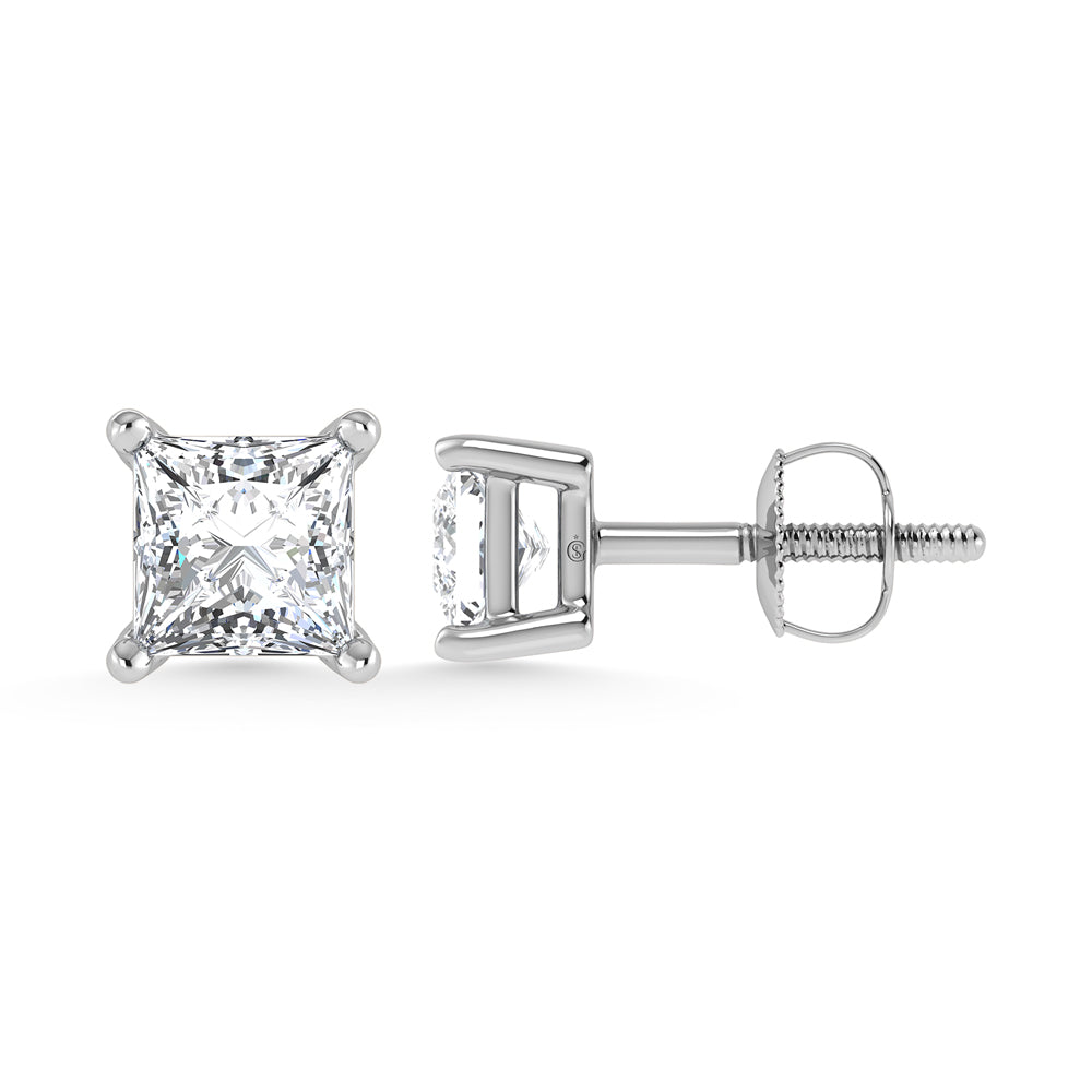 14K White Gold Lab Grown Diamond 1 Ct.Tw. Princess Stud Earrings