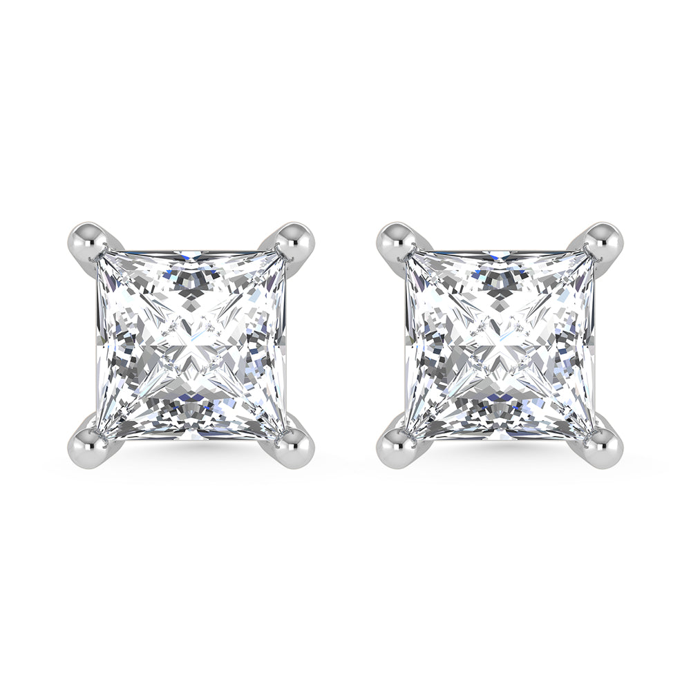 14K White Gold Lab Grown Diamond 3 Ct.Tw. Princess Stud Earrings