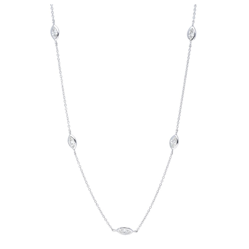 Hanging Marquise Bezel Diamond Necklace