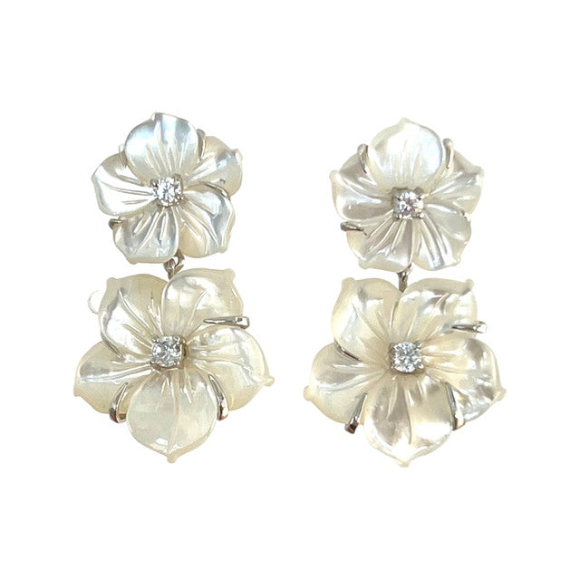 Carved Mother of Pearl Floral Earrings