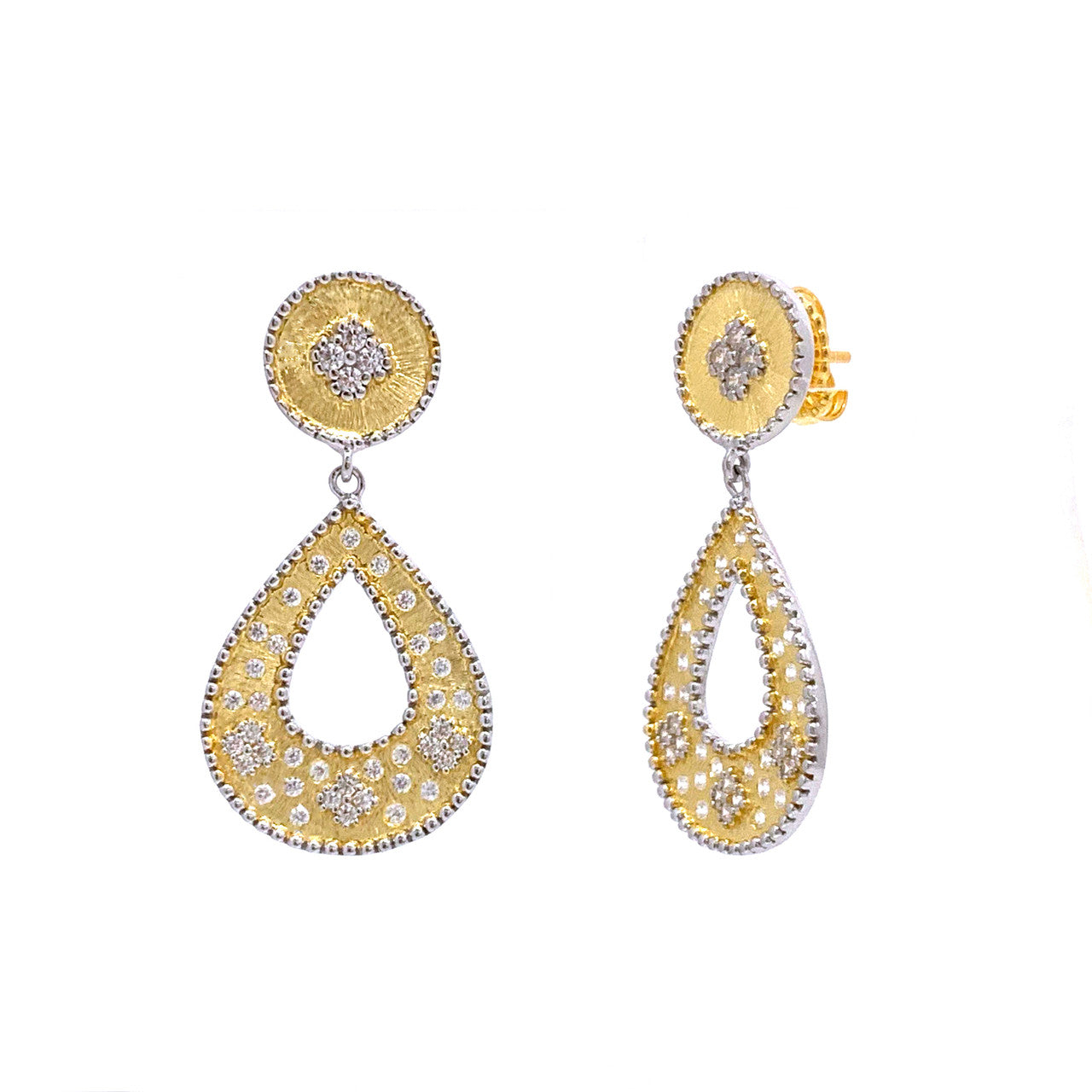 Small Clover-pattern Open Pear-shape Drop Vermeil Earrings