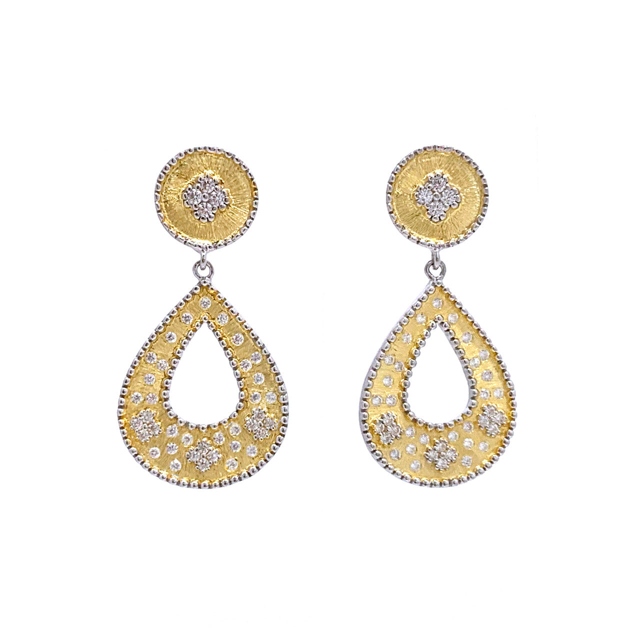 Small Clover-pattern Open Pear-shape Drop Vermeil Earrings