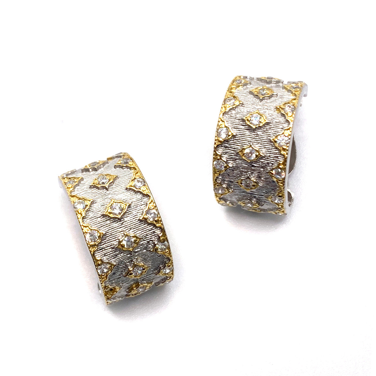 Diamond Pattern Vermeil Half Hoop Earrings