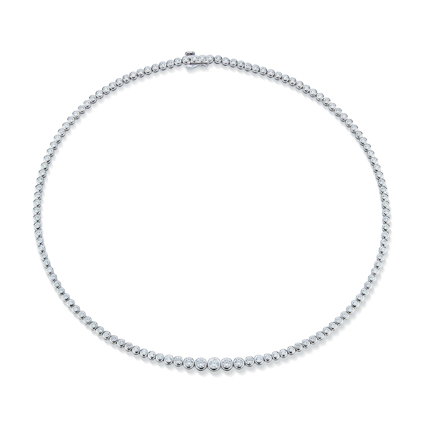 Graduating Diamond Bezel Tennis Necklace