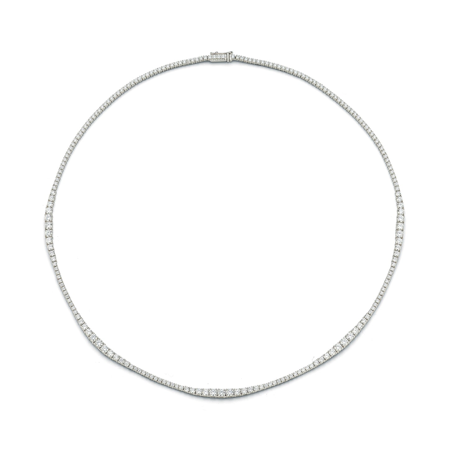 Graduating Wavy Diamond Tennis Necklace