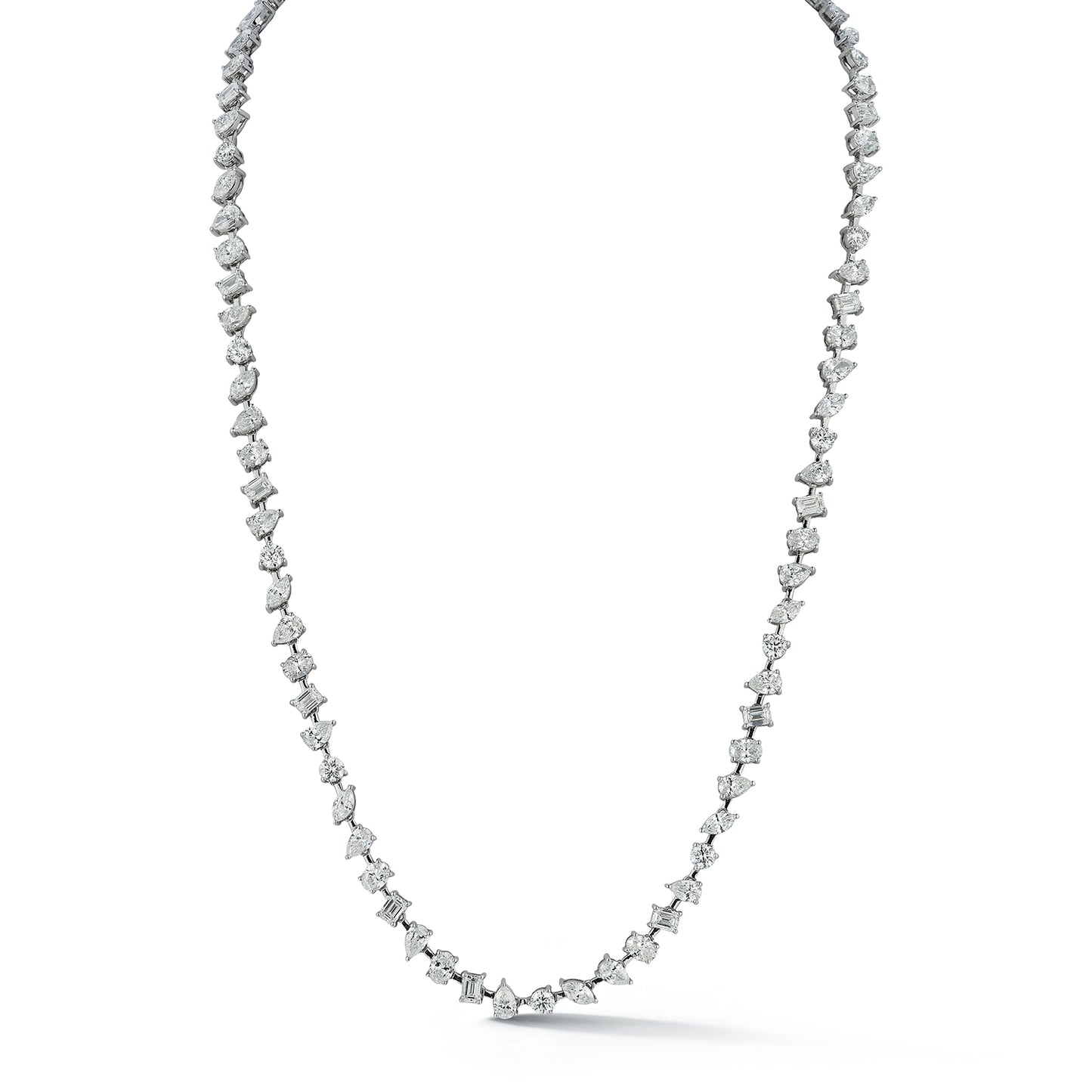 Alternating Multi Shape Diamond Tennis Necklace
