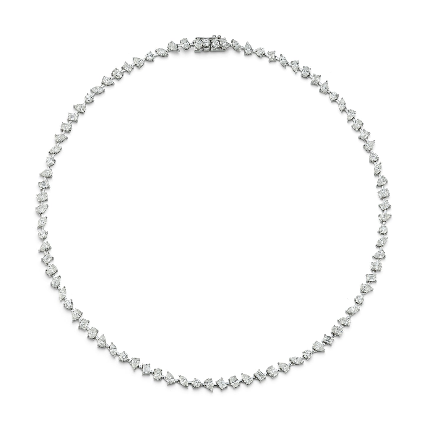 Alternating Multi Shape Diamond Tennis Necklace