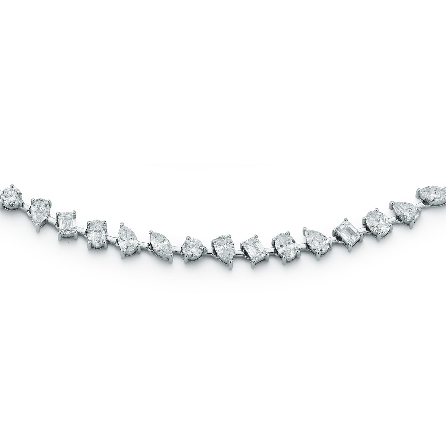 Alternating Multi Shape Diamond Tennis Necklace