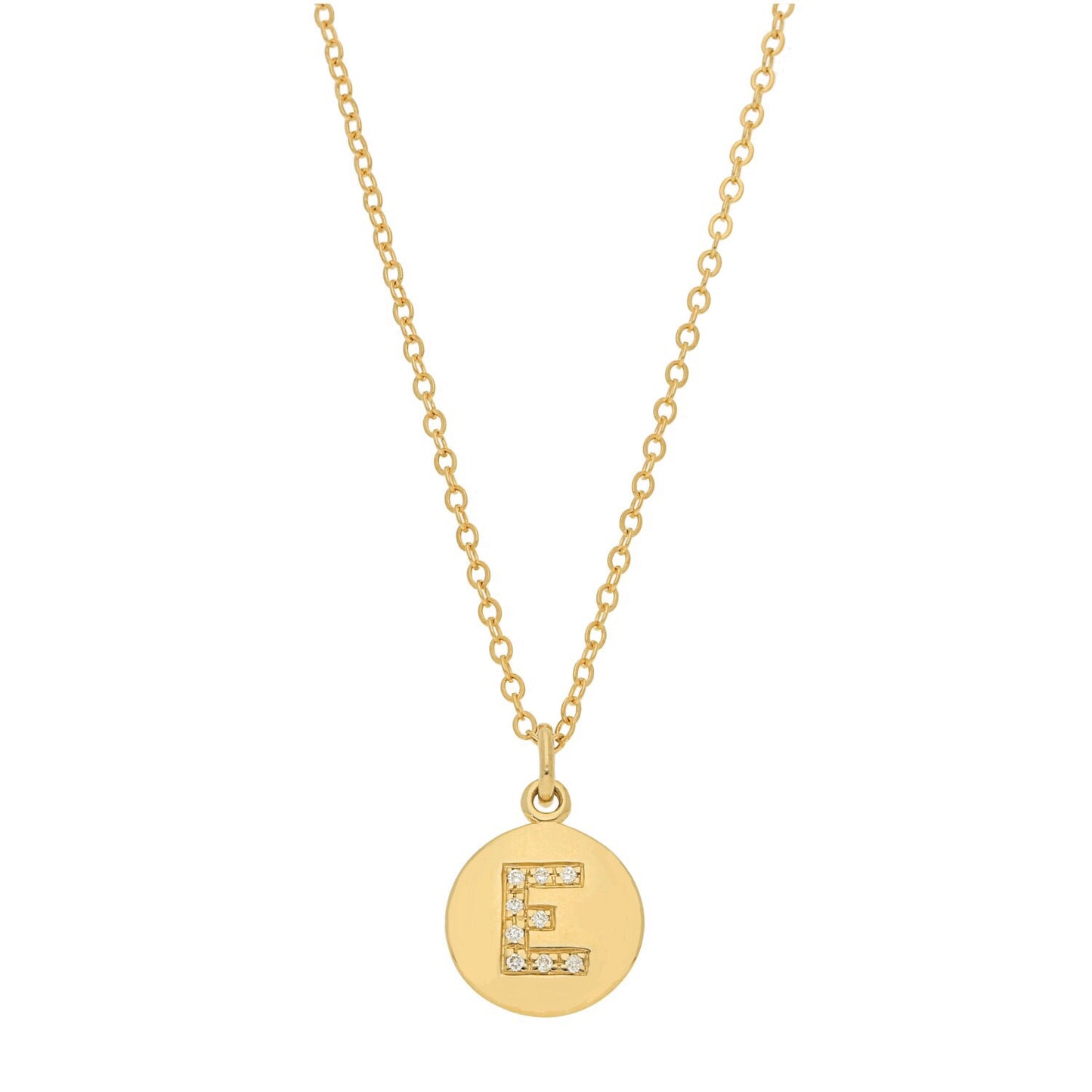 Disc Pendant with Pave Diamond Letter