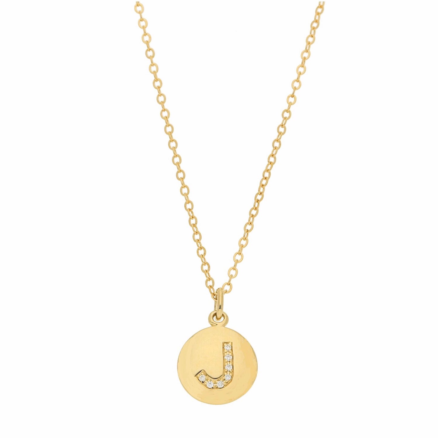 Disc Pendant with Pave Diamond Letter