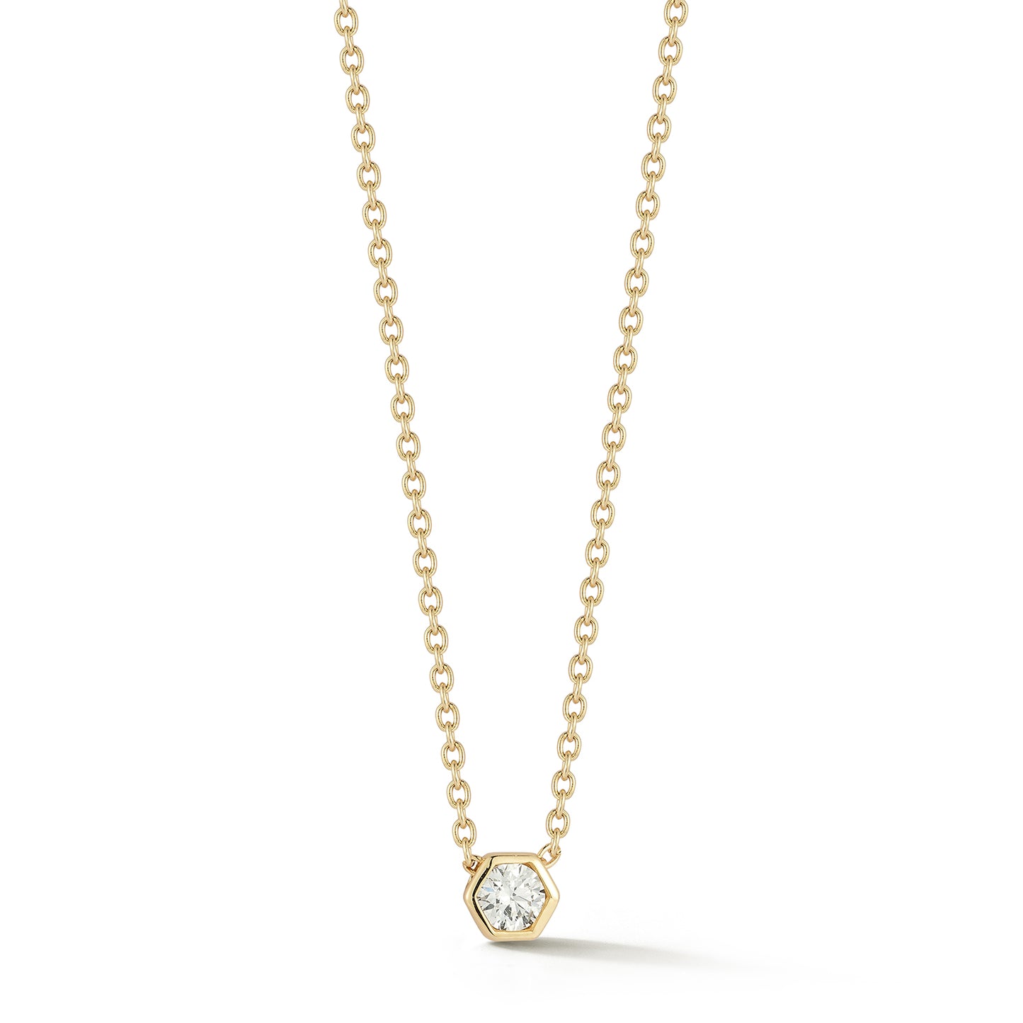 Hexagon Bezel Set Solitaire Diamond Pendant