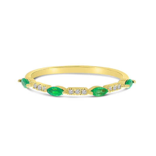 Brevani Marquise Emerald & Diamond Band