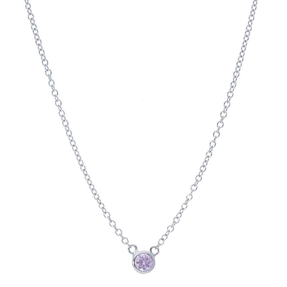 Pink Sapphire Bezel Necklace